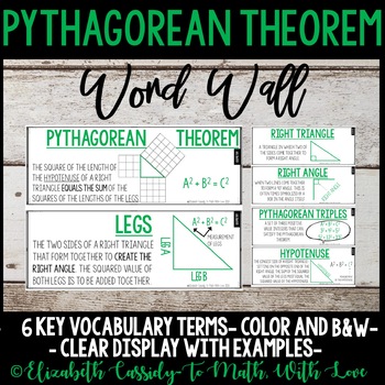 Preview of Pythagorean Theorem Concept Vocabulary Word Wall