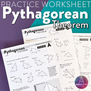 Preview of Pythagorean Theorem - Differentiated Worksheet
