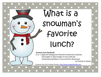 Preview of Pythagorean Theorem Word Problem snowman riddle
