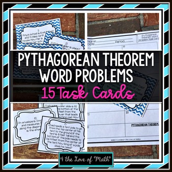 Preview of Pythagorean Theorem Word Problems Activity: Task Cards