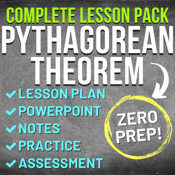 Preview of Pythagorean Theorem Worksheet Complete Lesson Pack (NO PREP, KEYS, SUB PLAN)