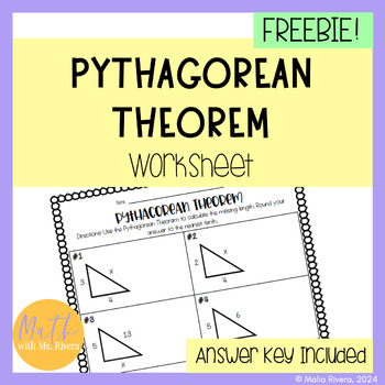 Preview of Pythagorean Theorem Worksheet Homework for Pre Algebra | FREE