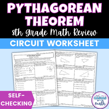Preview of Pythagorean Theorem Worksheet Self Checking Circuit Activity 8th Grade Math