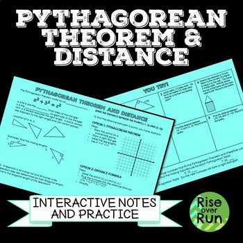 Preview of Pythagorean Theorem  Guided Notes and Distance Practice