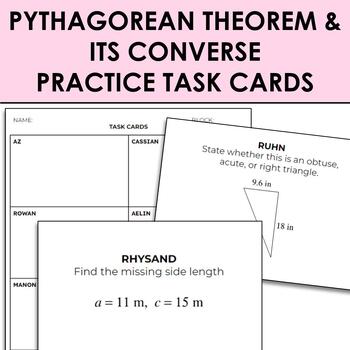Preview of Pythagorean Theorem and Its Converse Practice Task Cards
