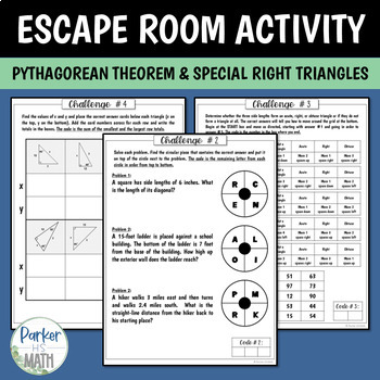 Preview of Pythagorean Theorem and Special Right Triangles ESCAPE ROOM ACTIVITY