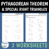 Pythagorean Theorem and Special Right Triangles PDF WORKSHEETS