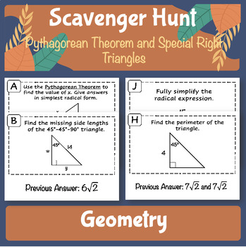 Preview of Pythagorean Theorem and Special Right Triangles Scavenger Hunt