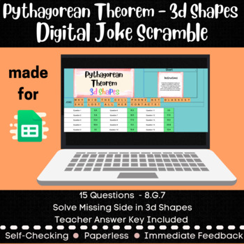 Pythagorean Theorem in 3d Shapes – Digital Joke Scramble – 8.G.7