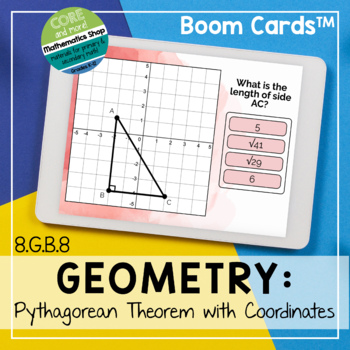 Preview of Pythagorean Theorem in a Coordinate System Boom Cards - Distance Learning