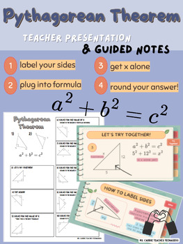 Preview of Pythagorean Theorem (presentation lesson & guided notes)