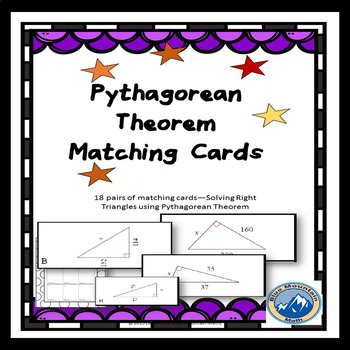 Preview of Solving Right Triangles with Pyth  Thm w Integers Matching Card/Card Sort Set