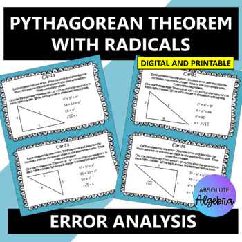 Preview of Pythagorean Theorem with Radicals Error Analysis Google Forms and Printable