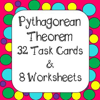 Preview of Pythagorean Theorem Task Cards and Worksheets Activity, Homework, Assessment