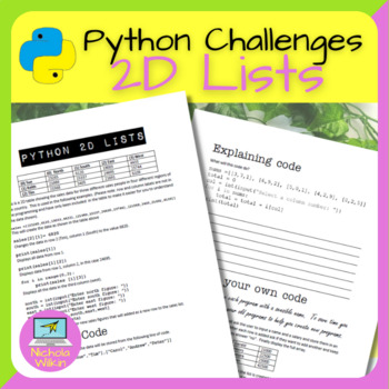 Preview of Python 2D Lists Programming Challenges