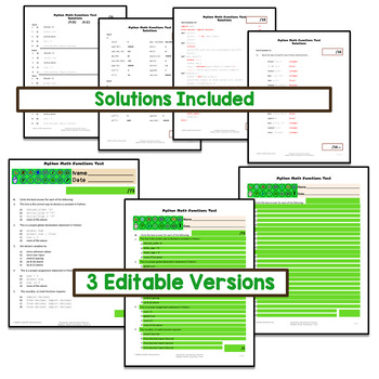 Python 5D Math Functions Test Resource Package ⇨EDITABLE⇦ by c-cubed