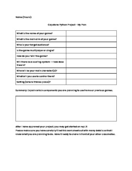 Python Capstone Project Plan by Mary J | TPT