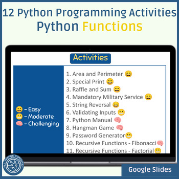 Preview of Python Coding Activities - Functions | Beginner - Advanced