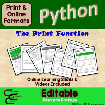 Preview of Python Coding Basic Computer Output Editable Activites & Videos