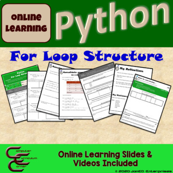 Preview of Python Coding Distance Learning For Loop Structure Activities & Videos