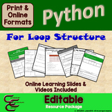Python Coding Distance Learning For Loop Structure Digital Activities & Videos