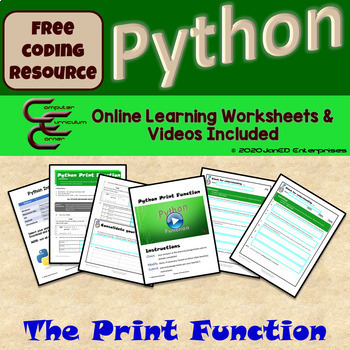 Preview of Python Coding Distance Learning Print Function Free Video & Activities