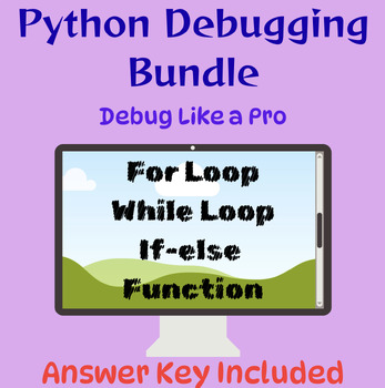 Preview of Python Debugging Bundle | For Loop, While Loop, If Else & Functions | Task Cards