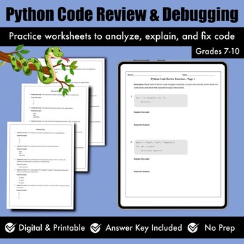 Preview of Python Coding Warm-up Exercises | Fix the Error & Code Review | Computer Science