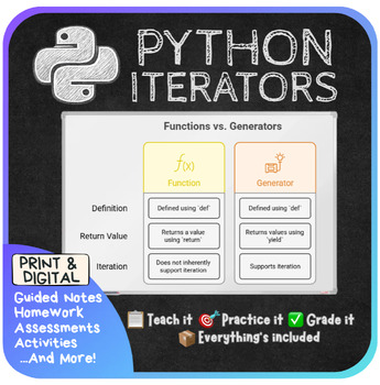 Preview of Python Iterators & Generators | iter(), next()  | Coding Activities | No Prep