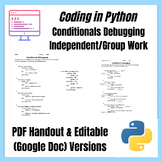 Coding in Python | Conditionals DEBUGGING Practice Problems | EDITABLE