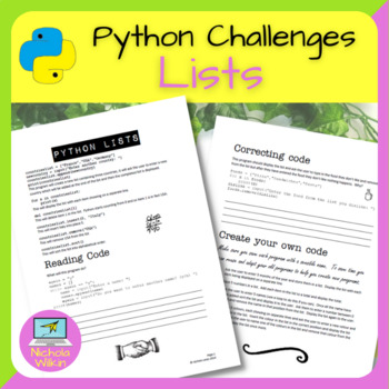 Preview of Python Lists Programming Challenges