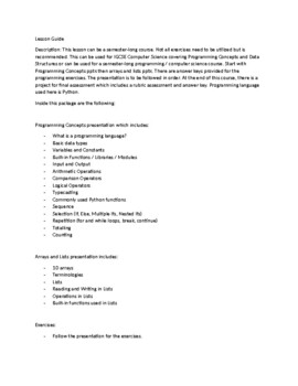 Preview of Python Programming / Data Structure for IGCSE CS or Programming Semester Course