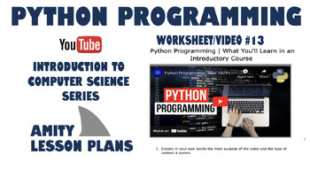 Preview of Python Programming | Introductory Course? (Worksheet/Video Series #13 of 15)