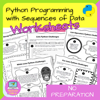 Preview of Python Programming with Sequences of Data Worksheets