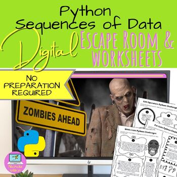 Preview of Python Sequences of Data Escape Room and Worksheets Bundle
