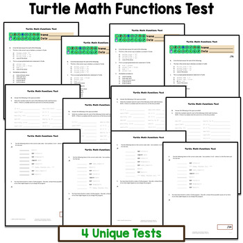 Turtle Math Functions Test Editable Resource Package by Computer Corner
