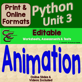 Preview of Python Turtle Unit 3 Animation with Videos Editable Unit