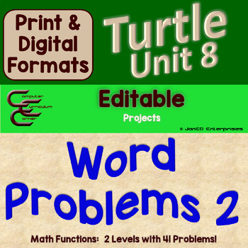 Preview of Conversions and Math Word Problems Coding Projects in Turtle Editable Unit