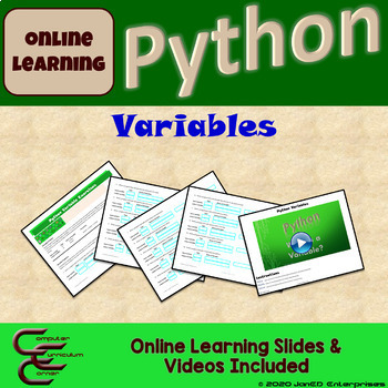 Preview of Python Variables Exercises for Online Learning