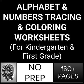 Preview of Alphabet and Numbers Tracing & Coloring Worksheets for Preschool & Kindergarten