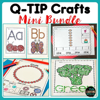 Preview of Q Tip Crafts Mini Bundle Alphabets Numbers Shapes & Colors Fine Motor Activities