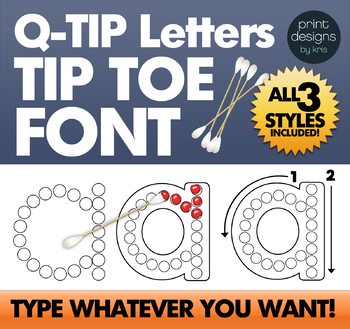 Preview of Q-Tip Letter Font • Tip Toe Alphabet Learning Font