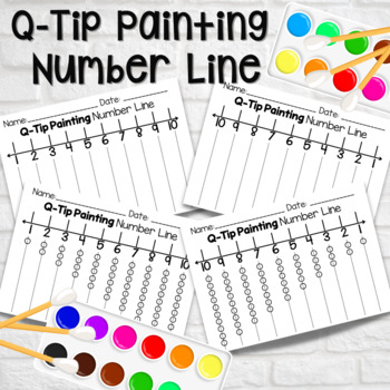 Preview of Q-Tip Number Line Painting, Ordering Numbers 1-10, Number Line, Differentiated