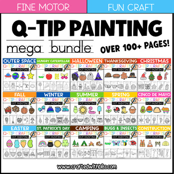 Preview of Q-Tip Painting Big Bundle - Fine Motor Activity | Preschool Craft | Dot Painting