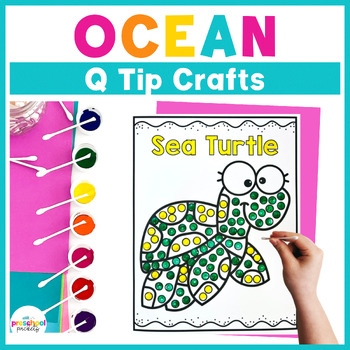 Preview of Q Tip Painting Fine Motor Activities Ocean Animals Crafts