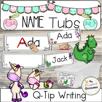 Preview of Q Tips Write My Name / Spell My Name Writing Centers / Bins Morning Tubs