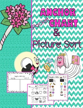Preview of Q and U Wedding Anchor/Pocket Chart and Sorting Activity