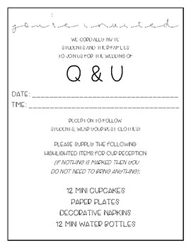 Q And U Wedding Invitation By Abcmissp Teachers Pay Teachers