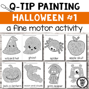 Preview of Q-tip Painting: Halloween #1 fine motor activity