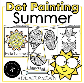 Preview of Dot Q-tip Painting Summer A Fine Motor Activity